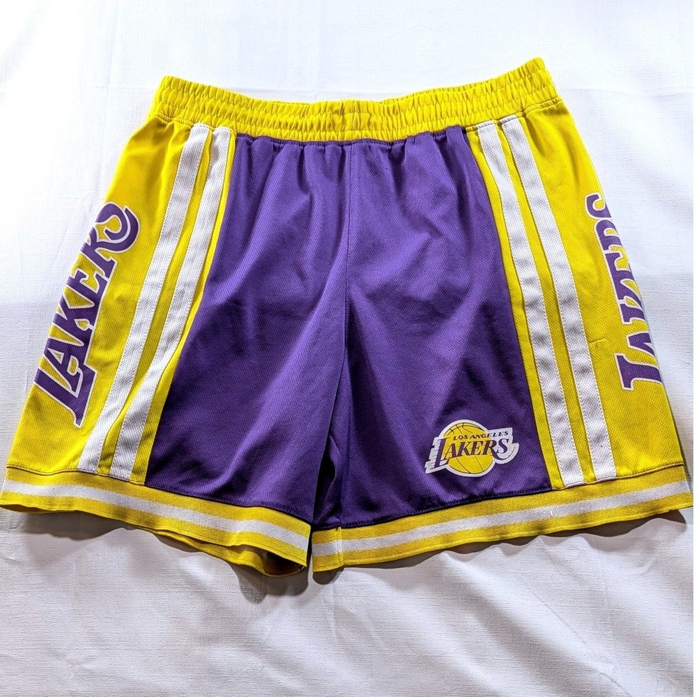 NBA Los Angeles Lakers Mesh Basketball Shorts Purple Gold Mens Large L